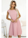 numoco Κλασικό φόρεμα με ζώνη και κοντό μανίκι με ζώνη - ροζ σε σκόνη