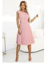 numoco Κλασικό φόρεμα με ζώνη και κοντό μανίκι με ζώνη - ροζ σε σκόνη