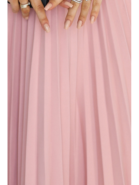 numoco Κλασικό φόρεμα με ζώνη και κοντό μανίκι με ζώνη - ροζ σε σκόνη