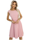 numoco Κλασικό φόρεμα με ζώνη και κοντό μανίκι με ζώνη - ροζ σε σκόνη