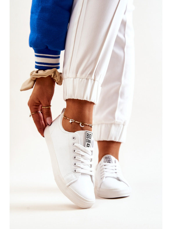BIG STAR SHOES Γυναικεία δερμάτινα αθλητικά παπούτσια Big Star - Λευκό