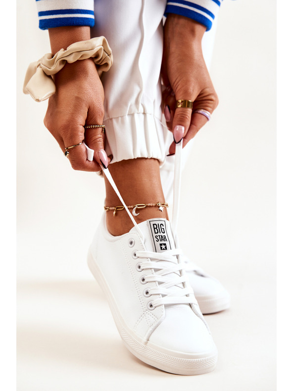 BIG STAR SHOES Γυναικεία δερμάτινα αθλητικά παπούτσια Big Star - Λευκό