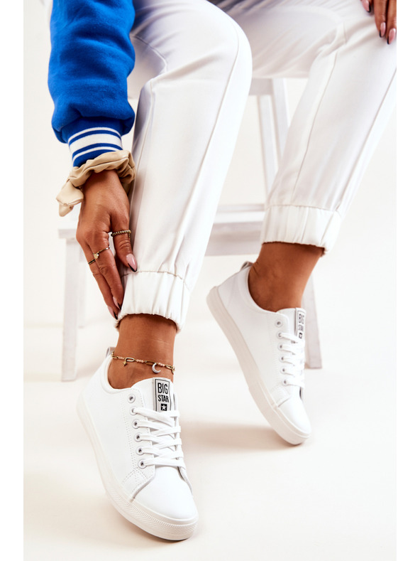BIG STAR SHOES Γυναικεία δερμάτινα αθλητικά παπούτσια Big Star - Λευκό