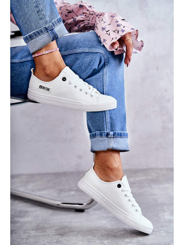 BIG STAR SHOES Γυναικεία χαμηλά δερμάτινα αθλητικά παπούτσια Big Star Λευκό