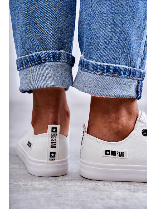 BIG STAR SHOES Γυναικεία χαμηλά δερμάτινα αθλητικά παπούτσια Big Star Λευκό