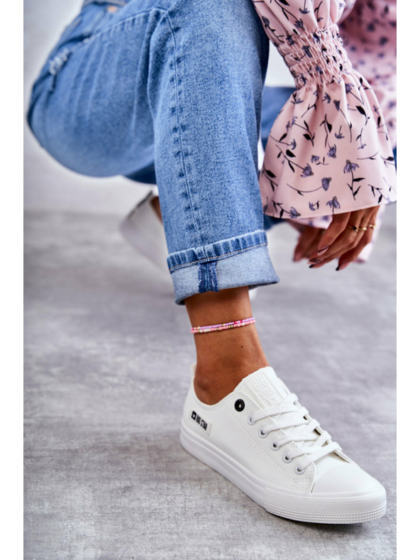 BIG STAR SHOES Γυναικεία χαμηλά δερμάτινα αθλητικά παπούτσια Big Star Λευκό