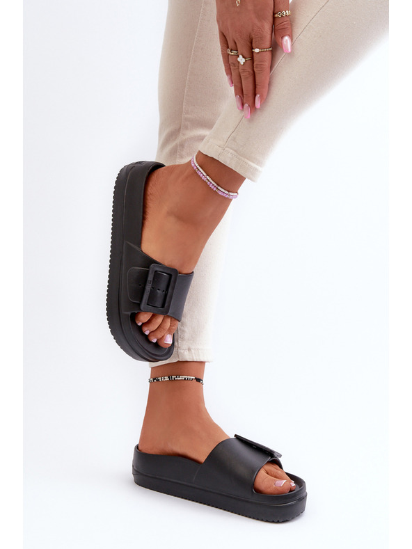 BIG STAR SHOES Γυναικείες παντόφλες αφρού πλατφόρμας με αγκράφα Big Star Μαύρο