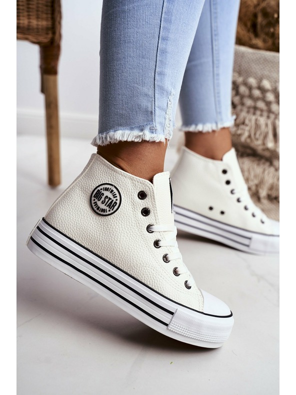 BIG STAR SHOES Γυναικεία ψηλά αθλητικά παπούτσια Big Star - Λευκό