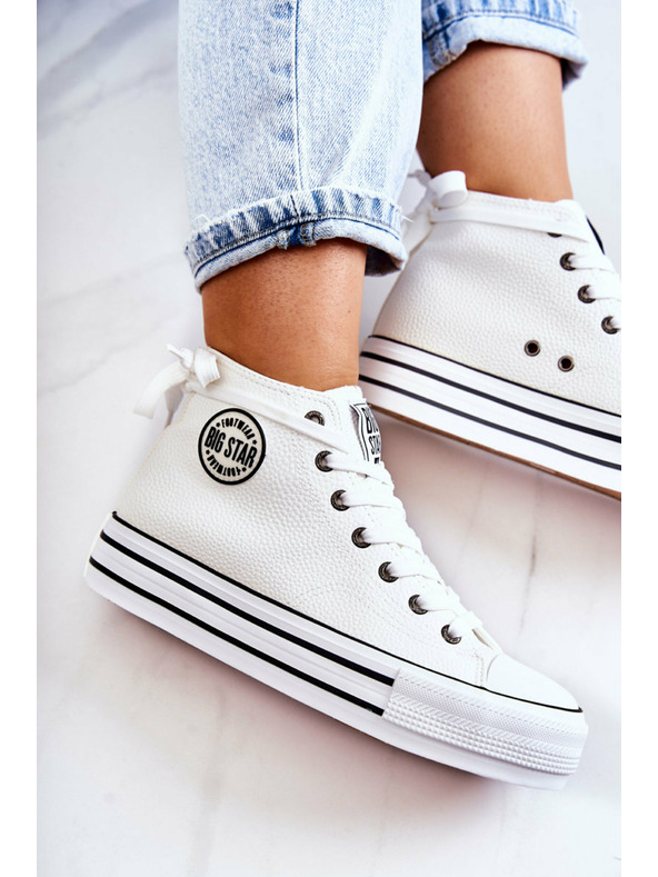 BIG STAR SHOES Γυναικεία ψηλά αθλητικά παπούτσια Big Star - Λευκό
