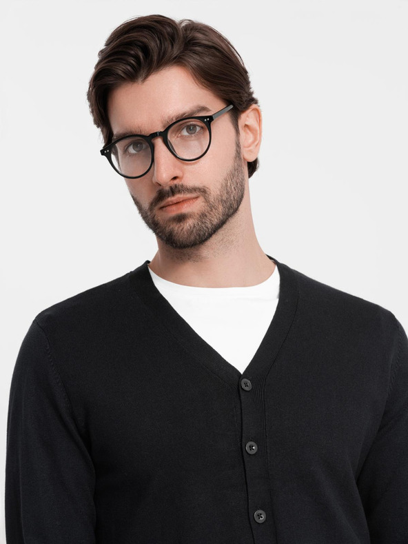 Ombre Clothing Ανδρικό πλεκτό πουλόβερ με δομημένα πουά - σκούρο μπλε Ombre Clothing