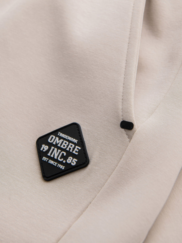 Ombre Clothing Ανδρικό αθλητικό παντελόνι με ραβδωτές μανσέτες και διακοσμητικό φερμουάρ - sand Ombre Clothing