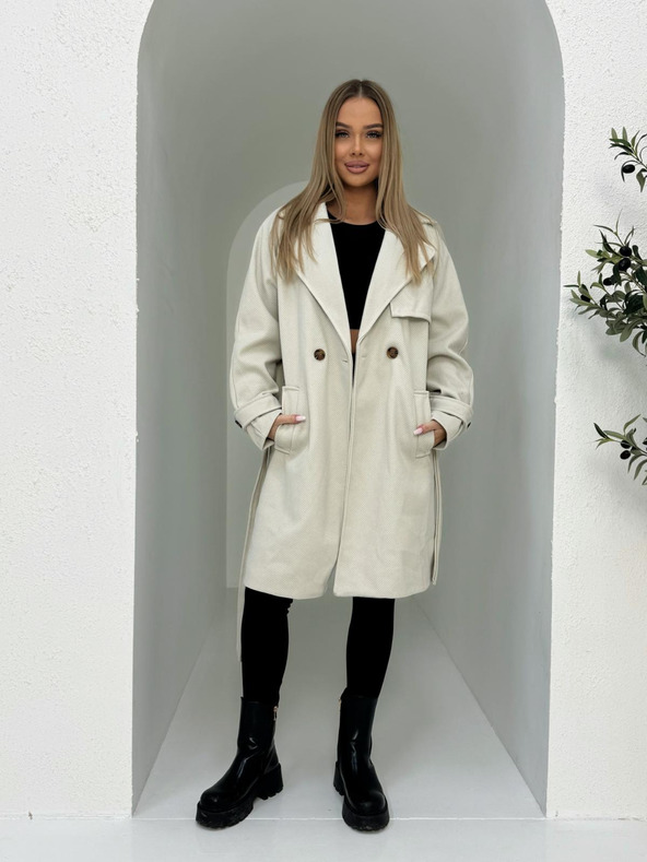 Edoti Γυναικείο παλτό μόδας - μπεζ EDOTI