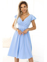 numoco Φόρεμα με λαιμόκοψη και κοντά μανίκια - γαλάζιο Numoco