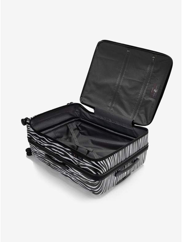 Heys Λευκό-μαύρη ταξιδιωτική βαλίτσα με ζωικό σχέδιο Heys EZ Fashion L Zebra
