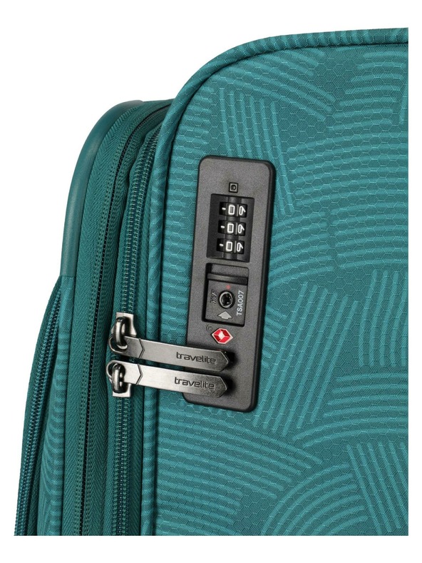 Travelite Ταξιδιωτική βαλίτσα Travelite Skaii 4w L Print Petrol