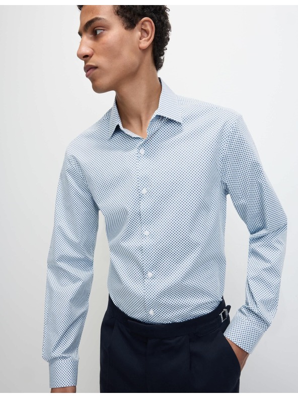 Marks & Spencer Πουκάμισο από καθαρό βαμβάκι, κανονική γραμμή Marks & Spencer μπλε