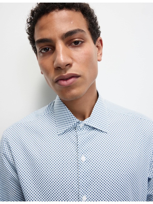 Marks & Spencer Πουκάμισο από καθαρό βαμβάκι, κανονική γραμμή Marks & Spencer μπλε