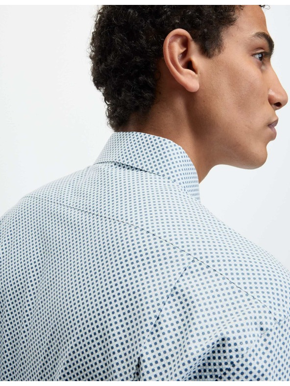 Marks & Spencer Πουκάμισο από καθαρό βαμβάκι, κανονική γραμμή Marks & Spencer μπλε