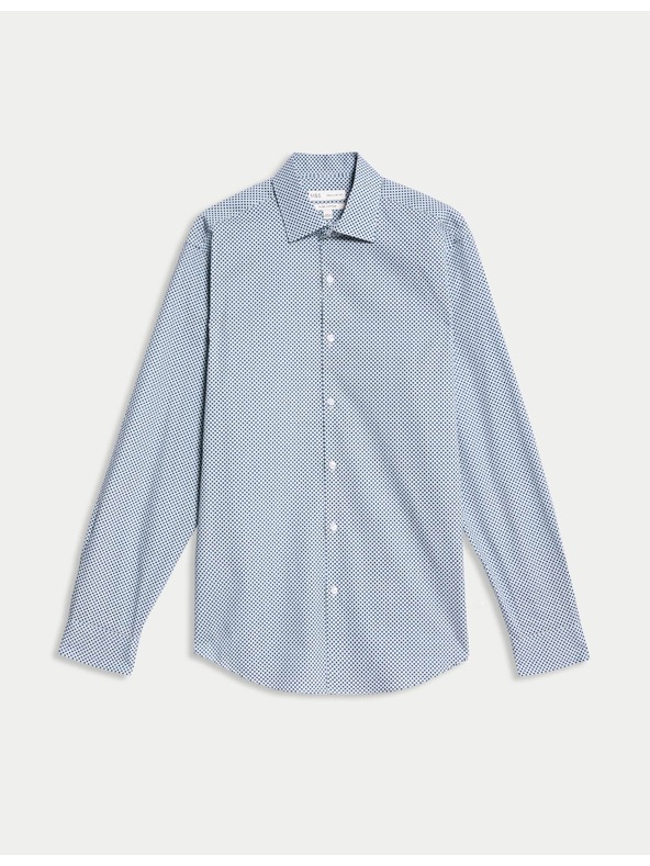 Marks & Spencer Πουκάμισο από καθαρό βαμβάκι, κανονική γραμμή Marks & Spencer μπλε