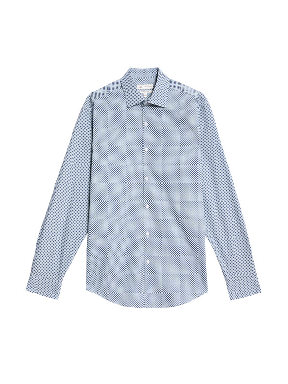 Marks & Spencer Πουκάμισο από καθαρό βαμβάκι, κανονική γραμμή Marks & Spencer μπλε