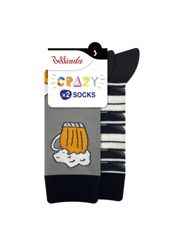 Bellinda CRAZY SOCKS 2x - Fun Socks 2 pairs - black - white