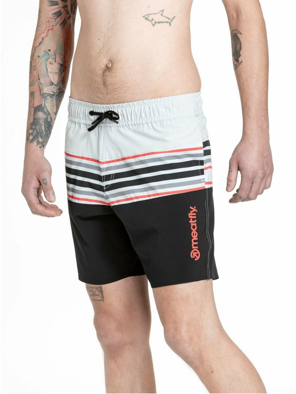 Meatfly Meatfly ανδρικά μαγιό Keith Boardshorts 17" Light Grey / Red Orange | Γκρι | Μέγεθος