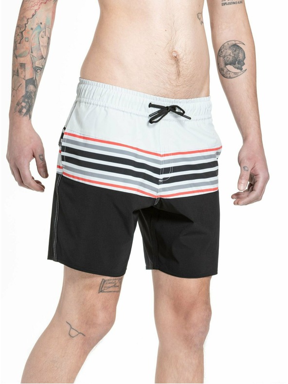 Meatfly Meatfly ανδρικά μαγιό Keith Boardshorts 17" Light Grey / Red Orange | Γκρι | Μέγεθος