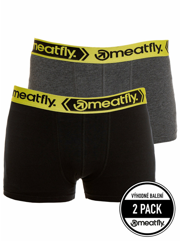 Meatfly Meatfly ανδρικά μπόξερ Balboa Boxershorts Double Pack Grey Heather/Black | Μαύρο | Μέγεθος