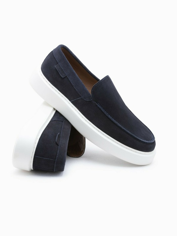 Ombre Clothing Dark Blue Men's Suede Slip-On Shoes Ombre Clothing