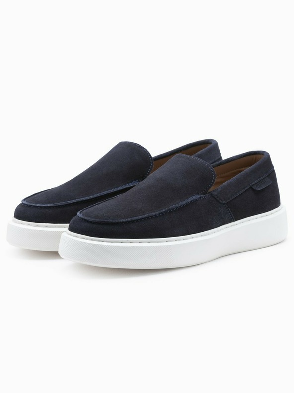 Ombre Clothing Dark Blue Men's Suede Slip-On Shoes Ombre Clothing