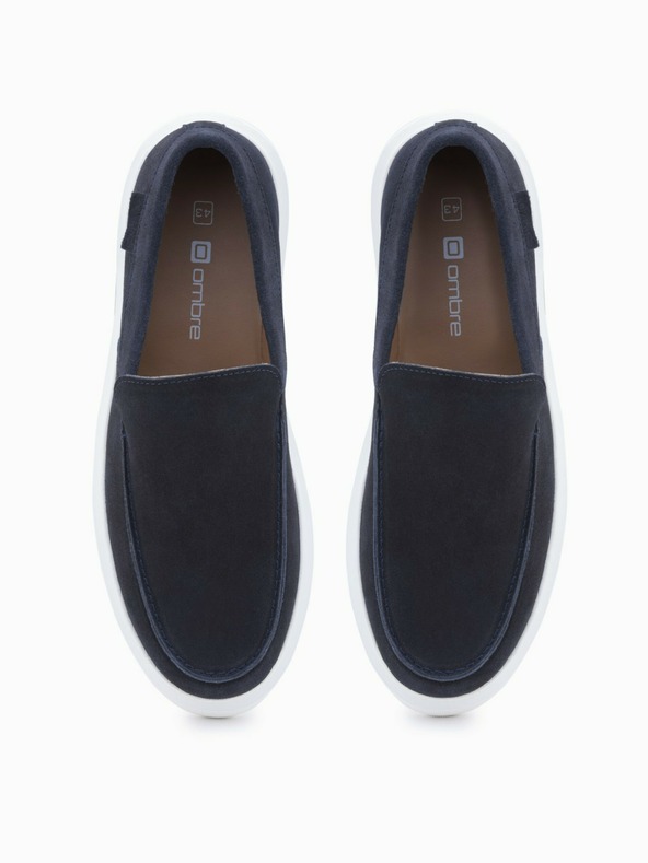 Ombre Clothing Dark Blue Men's Suede Slip-On Shoes Ombre Clothing