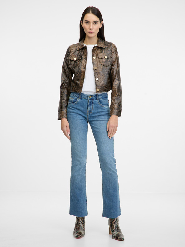 Orsay Καφέ γυναικείο μπουφάν με δερμάτινο εφέ ORSAY