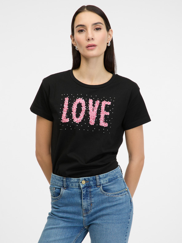 Orsay Μαύρο γυναικείο κοντομάνικο μπλουζάκι ORSAY