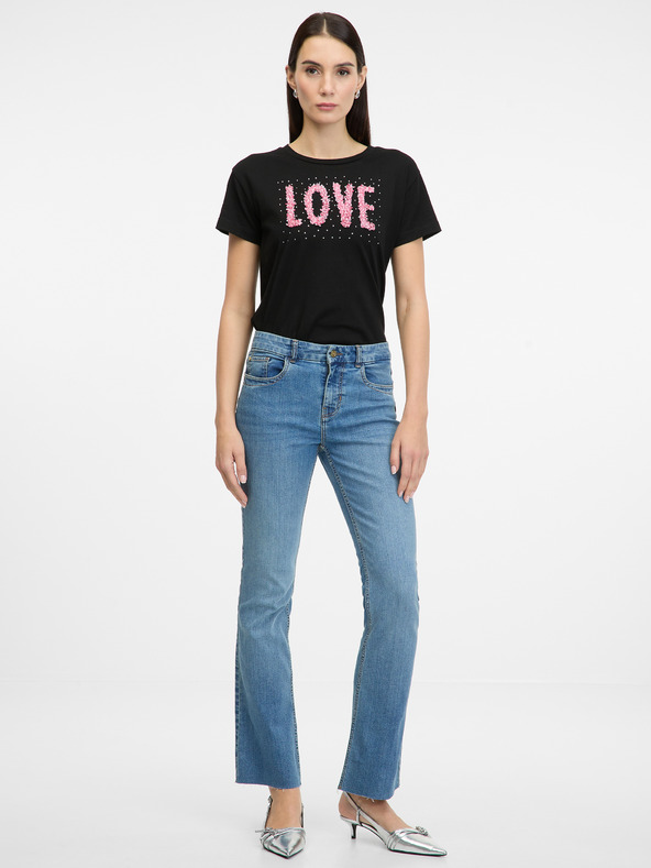 Orsay Μαύρο γυναικείο κοντομάνικο μπλουζάκι ORSAY