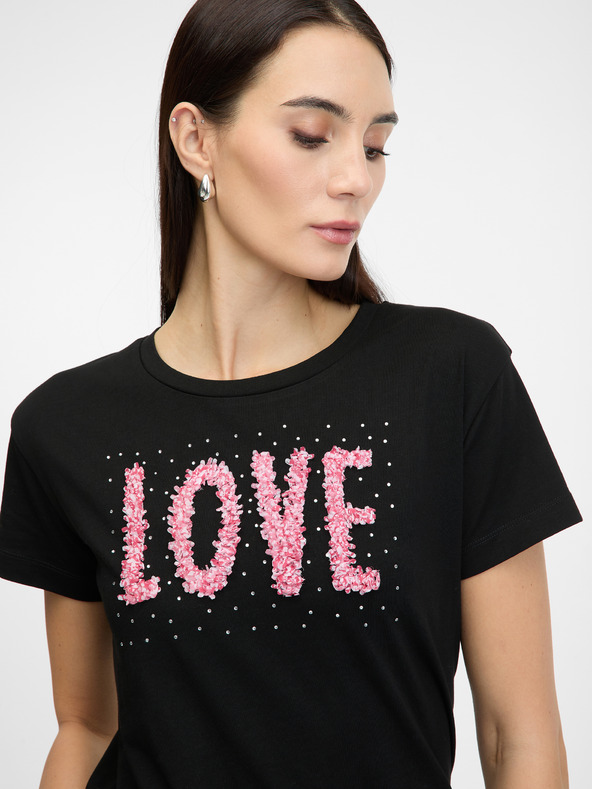 Orsay Μαύρο γυναικείο κοντομάνικο μπλουζάκι ORSAY