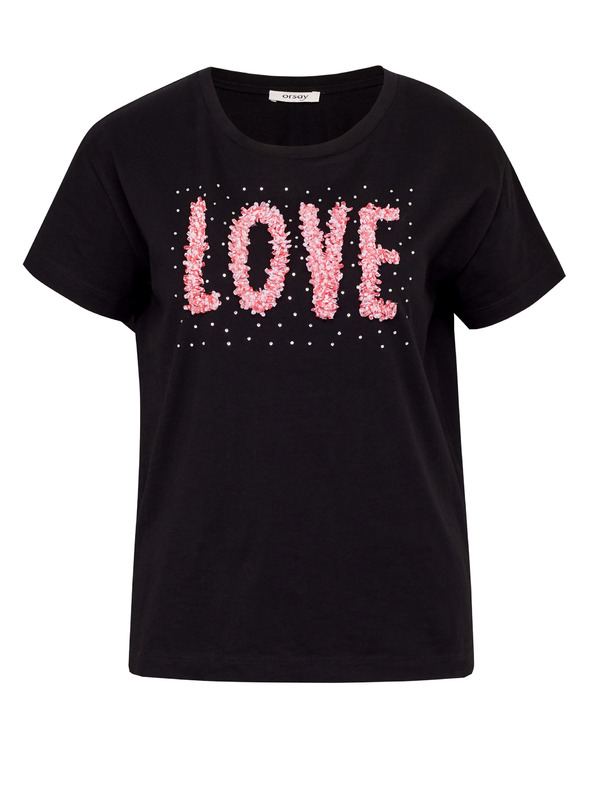 Orsay Μαύρο γυναικείο κοντομάνικο μπλουζάκι ORSAY