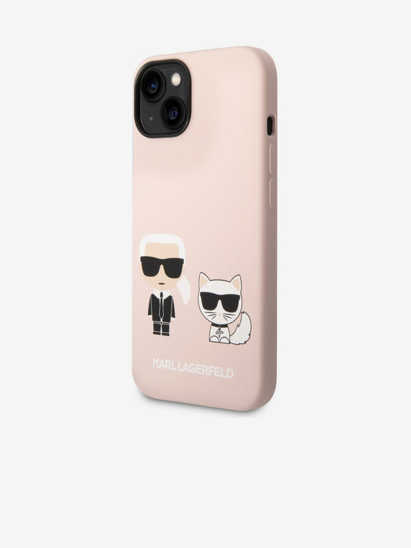 Karl Lagerfeld Karl Lagerfeld and Choupette Liquid Silicone Πίσω Κάλυμμα για iPhone 14 Plus Ροζ