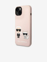 Karl Lagerfeld Karl Lagerfeld and Choupette Liquid Silicone Πίσω Κάλυμμα για iPhone 14 Plus Ροζ
