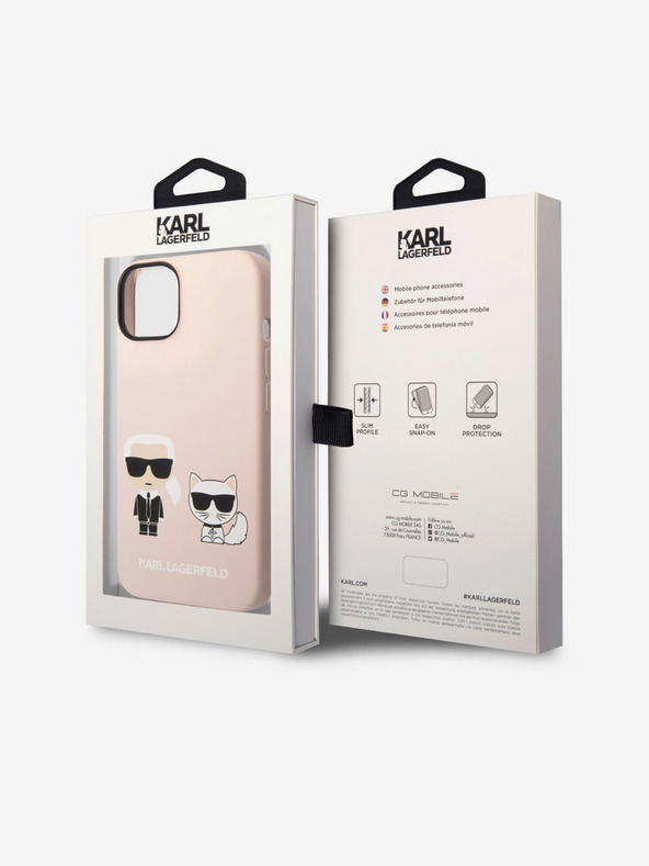 Karl Lagerfeld Karl Lagerfeld and Choupette Liquid Silicone Πίσω Κάλυμμα για iPhone 14 Plus Ροζ