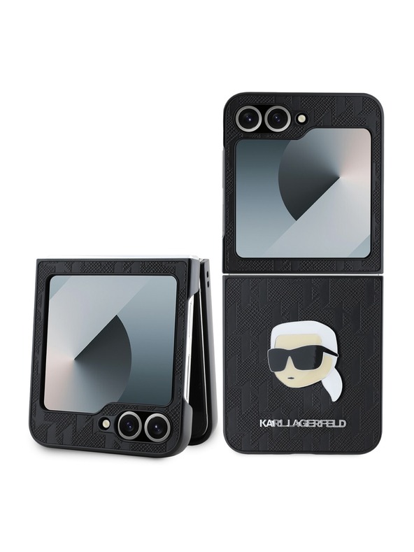 Karl Lagerfeld Karl Lagerfeld PU Saffiano Monogram Karl Head Οπίσθιο Κάλυμμα για Samsung Galaxy Z Flip 6 Black