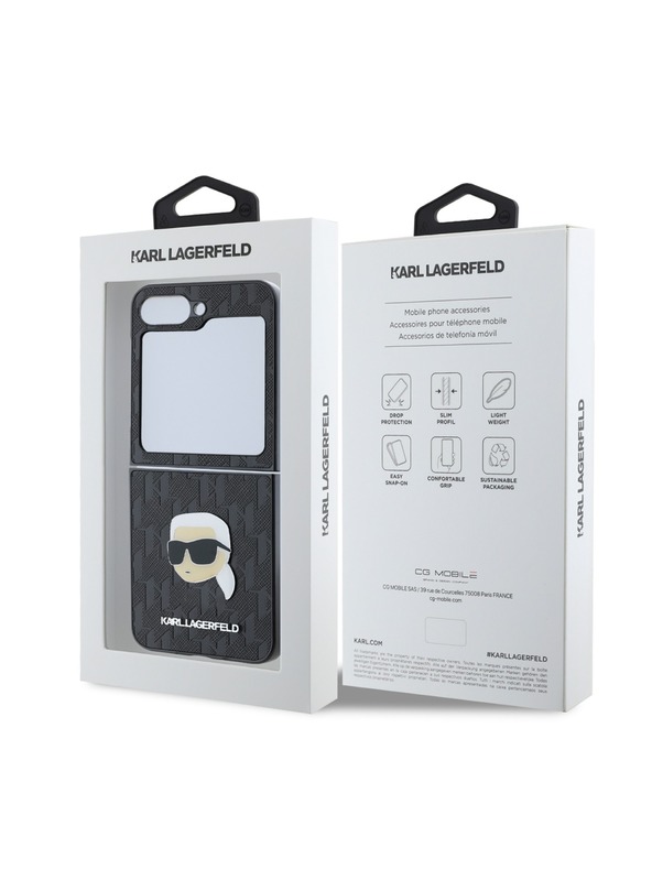 Karl Lagerfeld Karl Lagerfeld PU Saffiano Monogram Karl Head Οπίσθιο Κάλυμμα για Samsung Galaxy Z Flip 6 Black