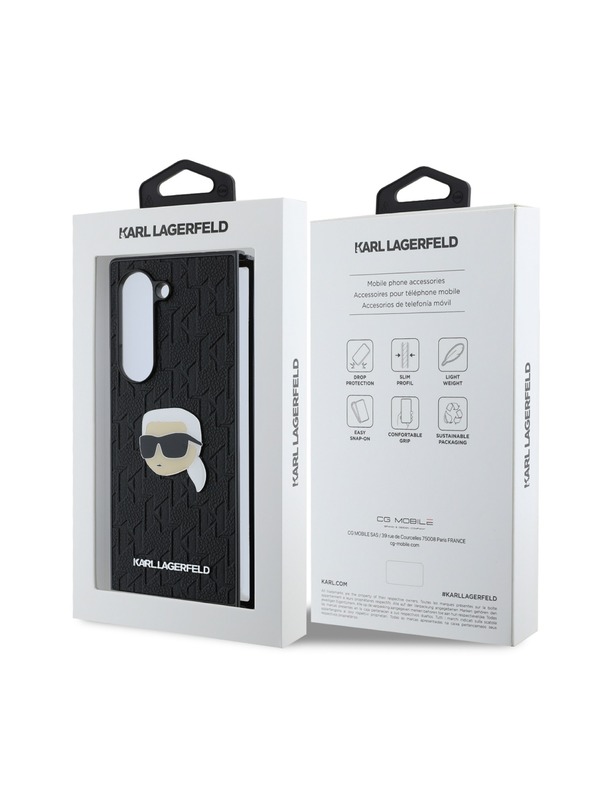 Karl Lagerfeld Karl Lagerfeld PU Saffiano Monogram Karl Head Οπίσθιο Κάλυμμα για Samsung Galaxy Z Fold 6 Black