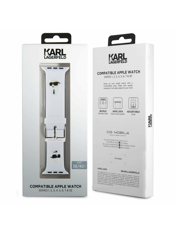 Karl Lagerfeld Karl Lagerfeld Karl and Choupette Head NFT Λουράκι για Apple Watch 38/40/41 Λευκό