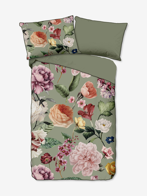 Descanso Πράσινο σατέν σατέν σεντόνι Descanso αναστρέψιμο με σχέδια 140 x 200 cm