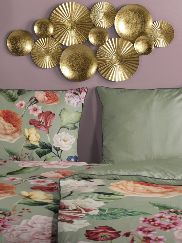 Descanso Πράσινο σατέν σατέν σεντόνι Descanso αναστρέψιμο με σχέδια 140 x 200 cm