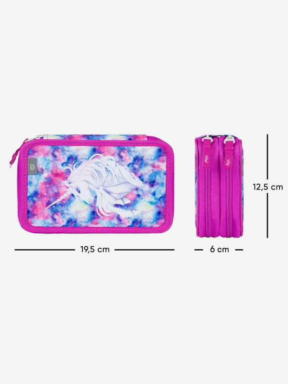 BAAGL  Ροζ σχολική μολυβοθήκη δύο επιπέδων Baagl Μονόκερος