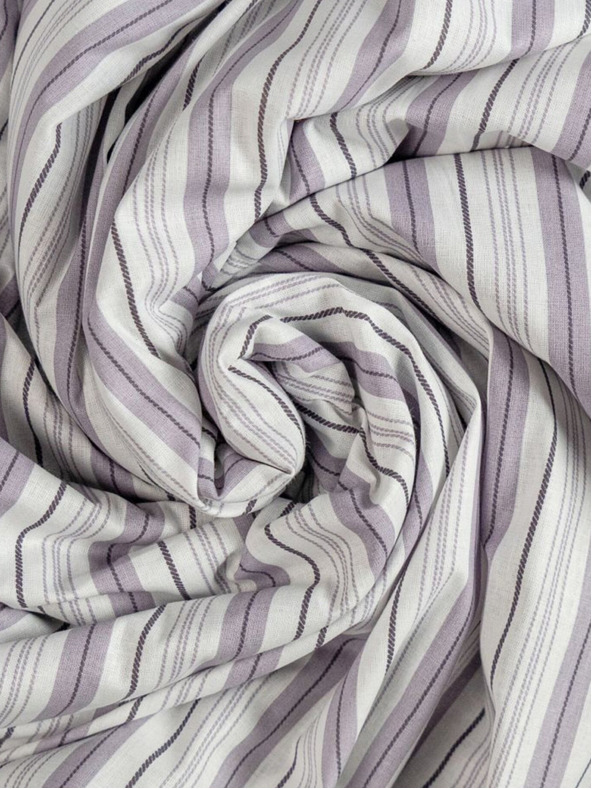 Kvalitex Βαμβακερό σεντόνι με λάστιχο 100x200cm μωβ ρίγες Kvalitex