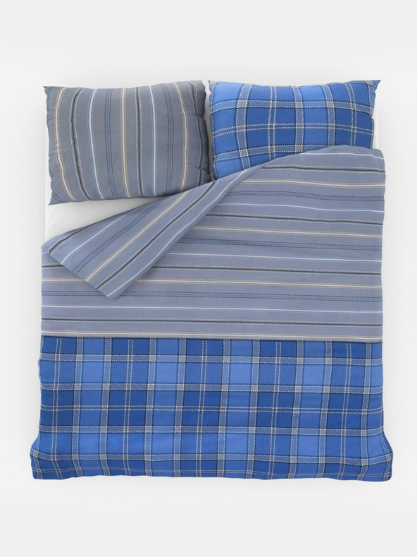Kvalitex Γαλλικά εκτεταμένα βαμβακερά κλινοσκεπάσματα DELUX 240x220, 70x90cm CAMPUS μπλε
