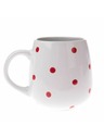 Casa de Engel Κεραμική κούπα, λευκή με κόκκινα πουά, 520ml, 12/36