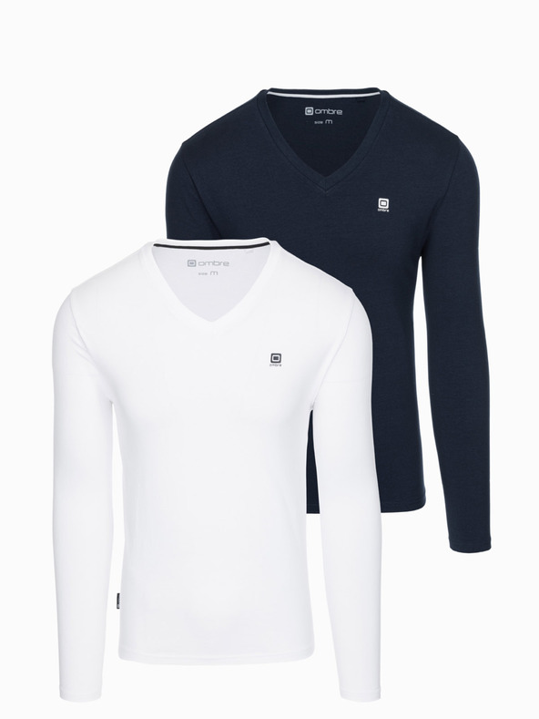 Ombre Clothing Ανδρικό μακρυμάνικο σετ V-NECK - Mix 2-pack V1 Z87 Ombre Clothing